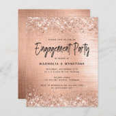 バジェットフォイルグリッター婚約パーティ招待状 (正面/裏面)