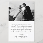 バジェットフォトエレガントな結婚式ありがとうスクリプトカード (裏面)