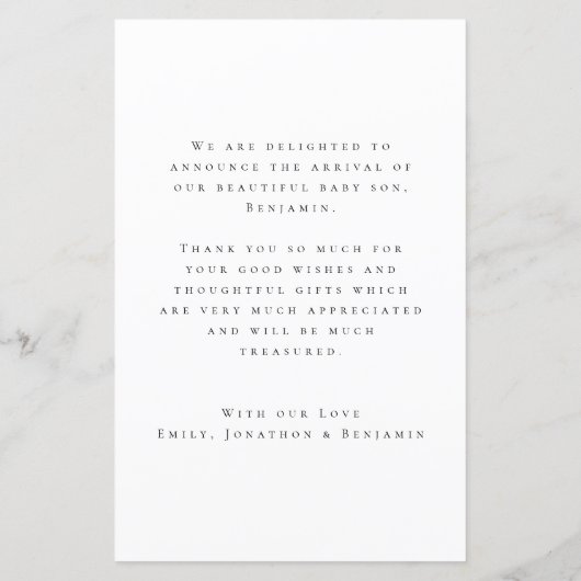 バジェットフォトオーバーレイへようこそ誕生のお知らせ (裏面)