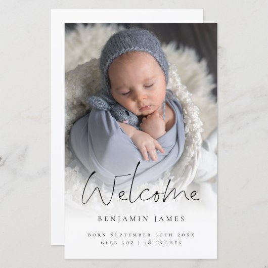 バジェットフォトオーバーレイへようこそ誕生のお知らせ (正面/裏面)