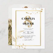 バジェットフォトクラシック結婚式招待状白金ゴールド (正面/裏面)