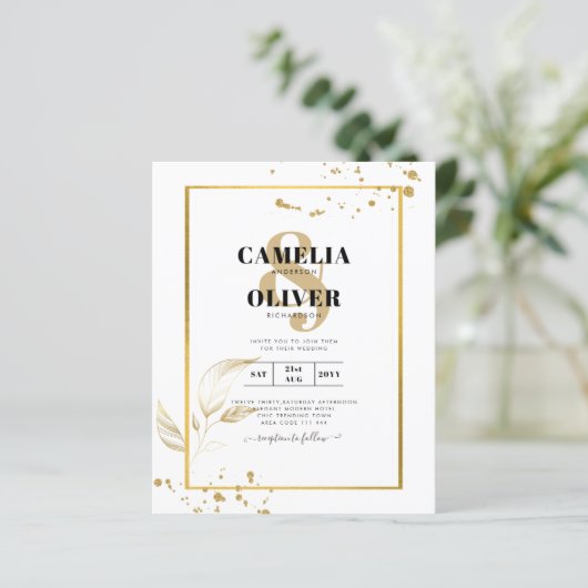 バジェットフォトクラシック結婚式招待状白金ゴールド (スタンド正面)