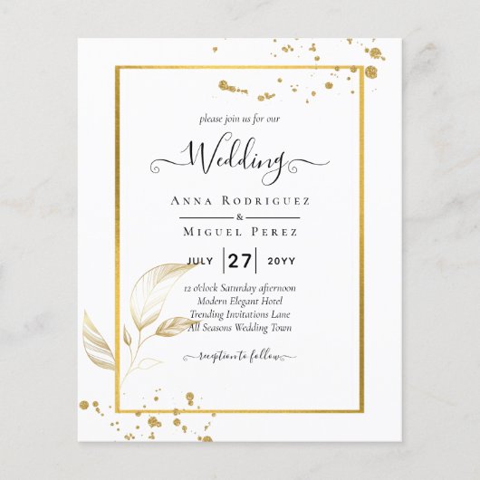 バジェットフォトクラシック結婚式招待状白金ゴールド (正面)