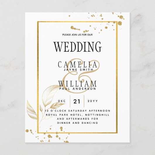 バジェットフォトクラシック結婚式招待状白金ゴールド チラシ (正面)