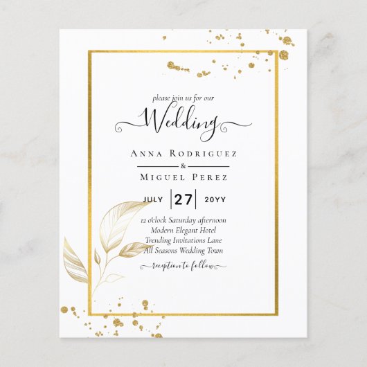 バジェットフォトクラシック結婚式招待状白金ゴールド チラシ (正面)