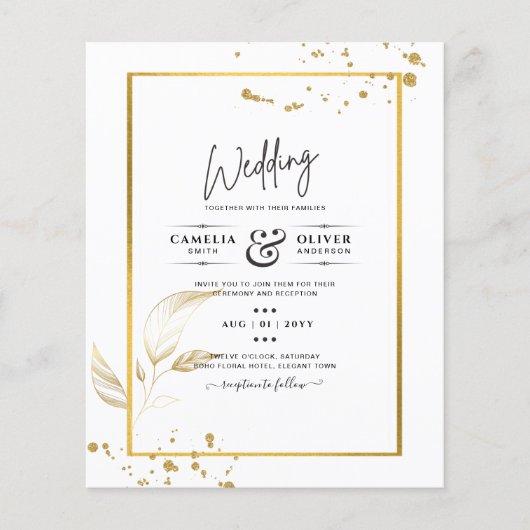 バジェットフォトクラシック結婚式招待状白金ゴールド チラシ (正面)