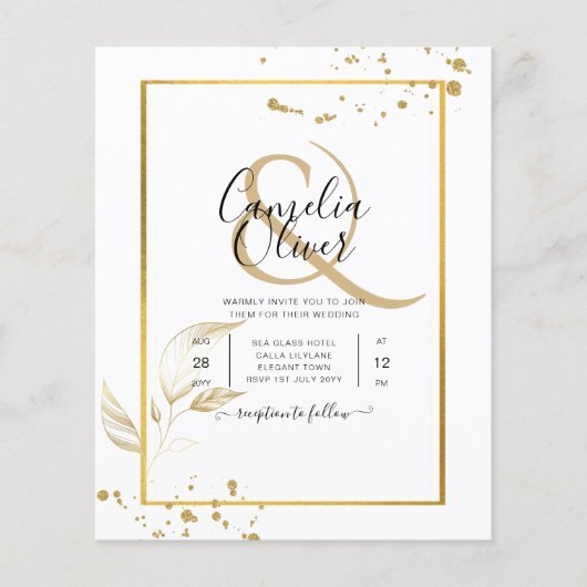 バジェットフォトクラシック結婚式招待状白金ゴールド チラシ (正面)