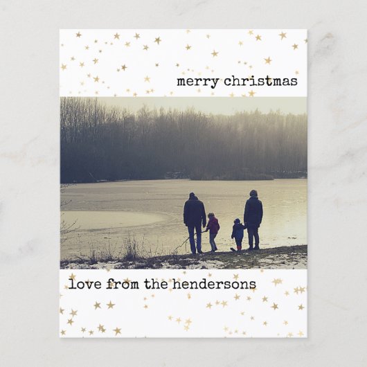 バジェットフォトクリスマスカード金ゴールドスター (正面)