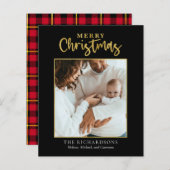 バジェットフォトクリスマスゴールドフォイルモダンカード (正面/裏面)