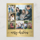 バジェットフォトクリスマスメタリック金ゴールドホリデーカード チラシ (正面)