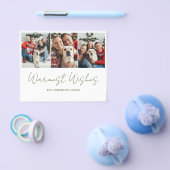 バジェットフォトグリーンスクリプトクリスマスカード チラシ (シングル)