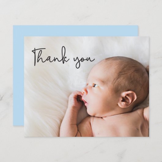 バジェットフォトシックありがとう男の赤ちゃんブルー (正面/裏面)