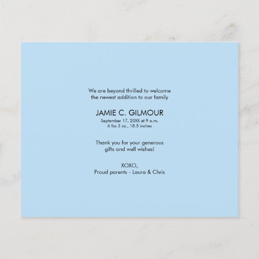 バジェットフォトシックありがとう男の赤ちゃんブルー (裏面)