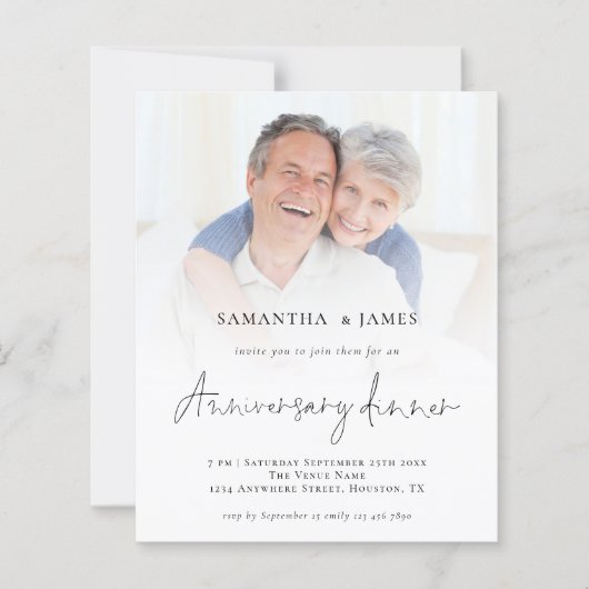 バジェットフォトスクリプト記念日ディナー招待状 (正面)