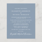 バジェットフォトダスティブルーウェディングレセプション招待状 (裏面)