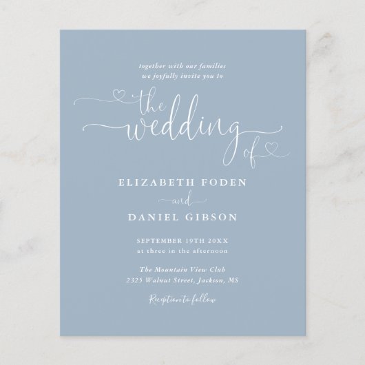 バジェットフォトダスティブルースクリプト結婚式招待状 (正面)