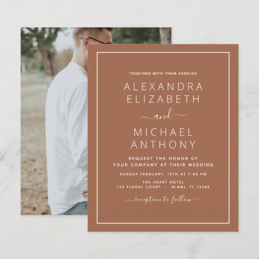 バジェットフォトテラコッタボホ結婚のシンプル (正面/裏面)