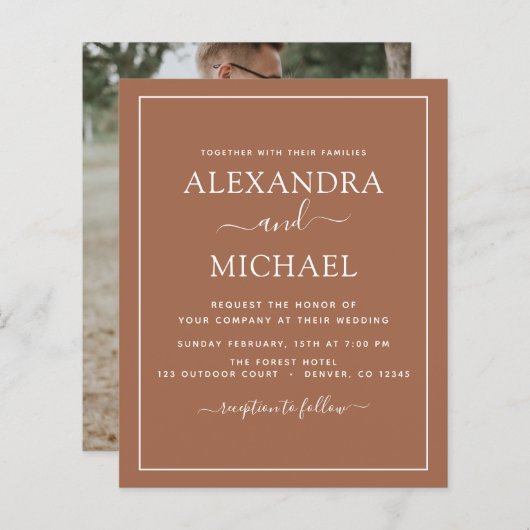 バジェットフォトテラコッタボホ結婚のシンプル (正面/裏面)