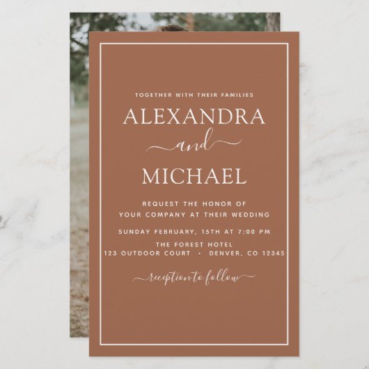 バジェットフォトテラコッタボホ結婚のシンプル (正面/裏面)