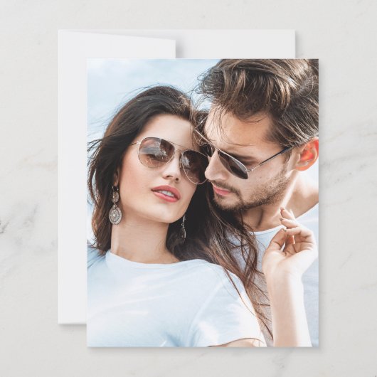 バジェットフォトネイビー結婚金ゴールド夕べ招待状 (裏面)