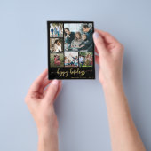 バジェットフォトハッピー休日ブラックグリーティングカード チラシ (手)