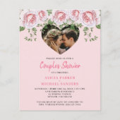 バジェットフォトハートピンクカップルシャワー招待状 チラシ (正面)