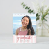 バジェットフォトピンクグリッタースクリプトの卒業招待状 (スタンド正面)