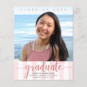 バジェットフォトピンクグリッタースクリプトの卒業招待状 (正面)