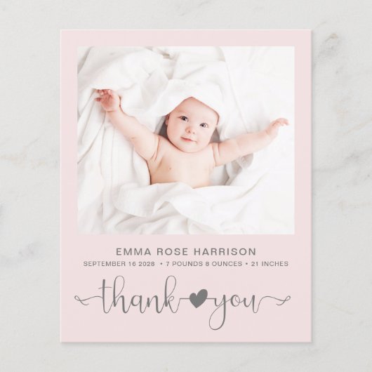 バジェットフォトピンク赤ちゃん女の子の誕生のお知らせ (正面)
