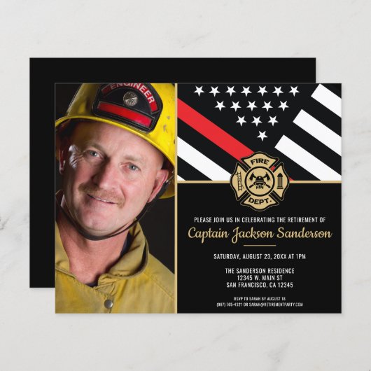 バジェットフォトファイヤーファイターリタイアメント招待状 (正面/裏面)