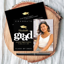 バジェットフォトブラック金ゴールドキャップ卒業招待状