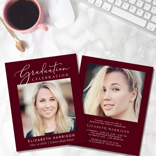 バジェットフォトブルゴーニュ卒業パーティー招待状 (クリエイターアップロード済み)