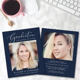 バジェットフォトブルー卒業パーティー招待状