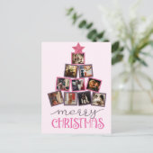 バジェットフォトメリークリスマスピンクのクリスマス ポストカード (スタンド正面)