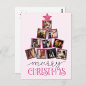 バジェットフォトメリークリスマスピンクのクリスマス ポストカード (正面/裏面)