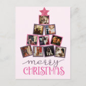 バジェットフォトメリークリスマスピンクのクリスマス ポストカード (正面)