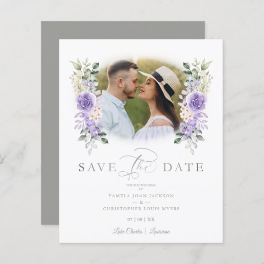 バジェットフォトロマンティックパープルシェー結婚ズリースズ (正面/裏面)