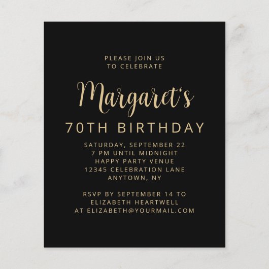 バジェットフォト応援70thバースデーパーティー招待状 (裏面)