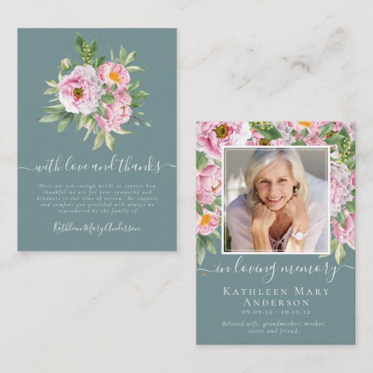 バジェットフォト悔やみや弔慰フローラ葬儀ありがとうございませぬ ノートカード (正面/裏面)