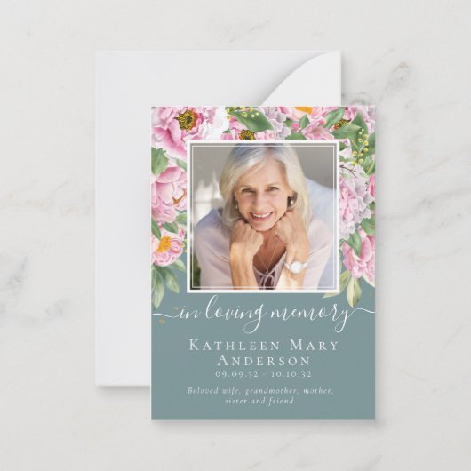 バジェットフォト悔やみや弔慰フローラ葬儀ありがとうございませぬ ノートカード (裏面)