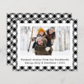 バジェットフォト白黒プレイドホリデーカード (正面/裏面)