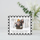 バジェットフォト白黒プレイドホリデーカード (スタンド正面)