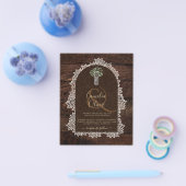 バジェットフォト素朴結婚式招待状ウッドレース チラシ (シングル)