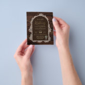 バジェットフォト素朴結婚式招待状レースウッド チラシ (手)