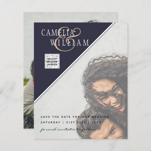 バジェットフォト結婚式招待状の混色 (正面/裏面)