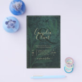 バジェットフォト結婚式招待状エメラルドグリーン チラシ (シングル)