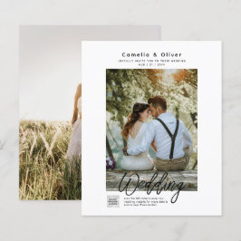 バジェットフォト結婚式招待状クラシック白