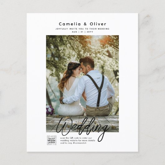 バジェットフォト結婚式招待状クラシック白 (正面)