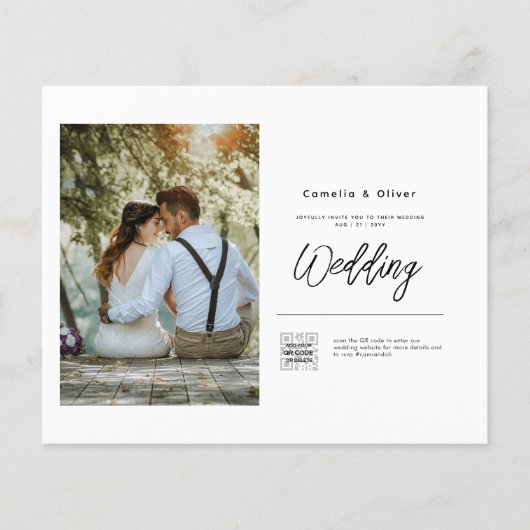 バジェットフォト結婚式招待状クラシック白 チラシ (正面)