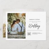 バジェットフォト結婚式招待状クラシック白 招待状 (正面/裏面)